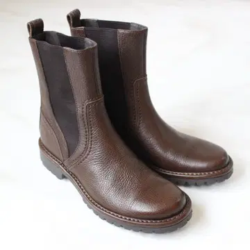 SAYA 비브람 밑창 부츠 24cm 가죽 브라운 사이드 고어