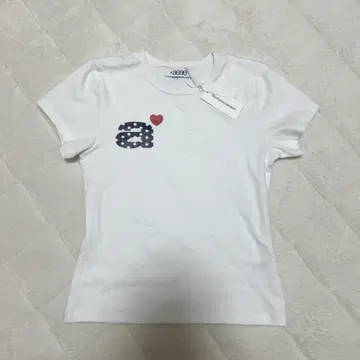한국 aeae 상의 반팔 티셔츠 화이트 화이트 로고 여름옷 폴카 도트