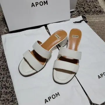 APOM 화이트 스트랩 뮬