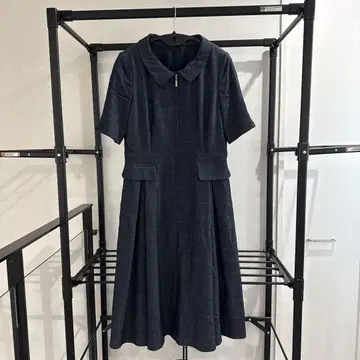 11호 다크 블루 반팔 원피스 카라 부착