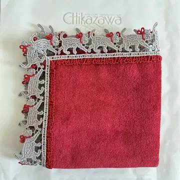 긴자 레이스 여성 화보 캣워크 레드 손수건