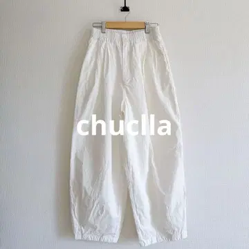 chuclla 턱 개더 벌룬 와이드 팬츠 화이트 S
