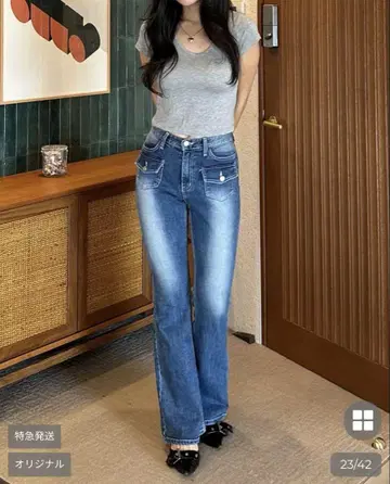 nabi 프론트 포켓 부츠컷 데님 팬츠 플레어 데님 1 short