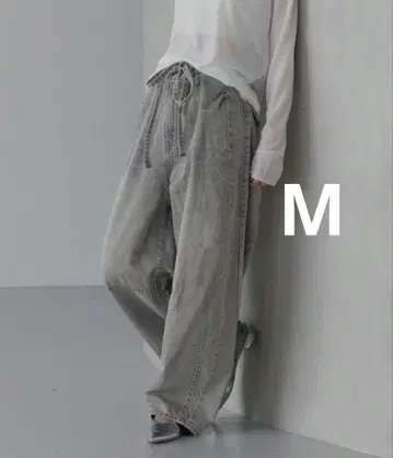 로리즈팜 이지 배럴 데님 팬츠 M 그레이
