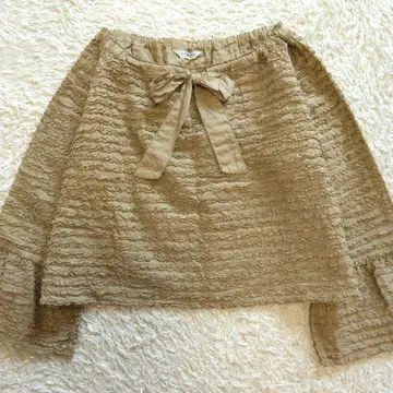카네코 이사오 전체 프릴 장식 면 론 긴팔 블라우스 리본 베이지
