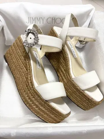 JIMMY CHOO 화이트 웨지 샌들 36