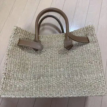 베이지 스트로우 토트백 SEA