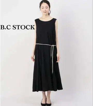 B.C STOCK 린넨 100 원피스 블랙 프리 사이즈