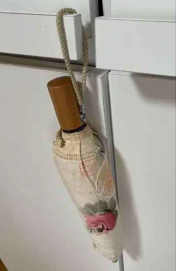 쇼와 레트로 앤티크 접이식 양산 레이스 자수 손으로 그린 그림