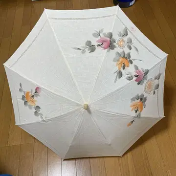 쇼와 레트로 앤티크 접이식 양산 레이스 자수 손으로 그린 그림