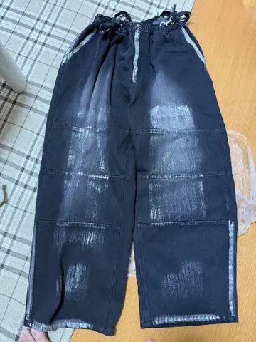ADHER 패널 서스펜더 와이드 데님 S 블랙 x 실버