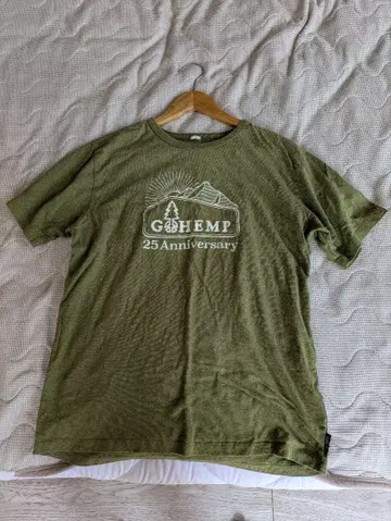 Go Hemp 25주년 기념 티셔츠 올리브 그린