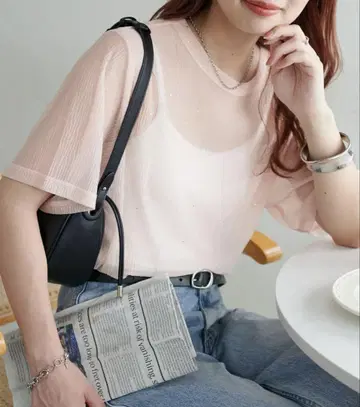 (미사용 새상품, 택 포함) WEB 한정판 시어 반짝이 T