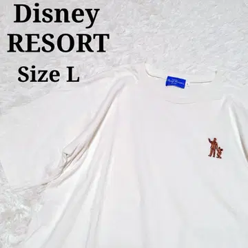 디즈니 RESORT 월트 미키 자수 티셔츠 L 화이트 동상