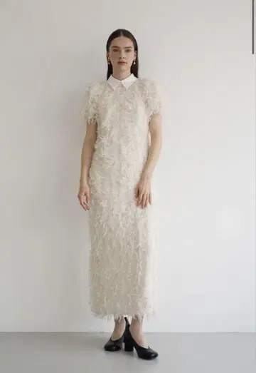 acka / lame fringe puff dress