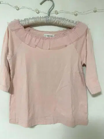 카네코 이사오 핑크 프릴 오분 소매 티셔츠