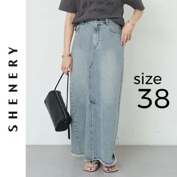 새상품 SHENERY 데님 롱 스커트 시너리 블루 38