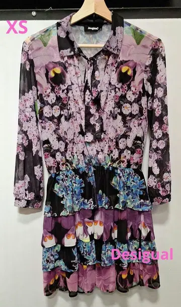Desigual 꽃무늬 긴팔 무릎 기장 원피스 XS