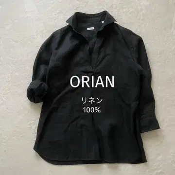 ORIAN 오리안 스키퍼 린넨 셔츠 40 이탈리아제 블랙 7부 소매