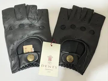 DENTS 블랙 가죽 핑거리스 장갑 M