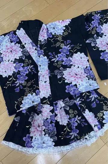 유카타 드레스 보라색 블랙
