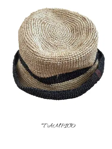 TAMPICO 탐피코 베이지와 블랙 스트라이프 밀짚모자