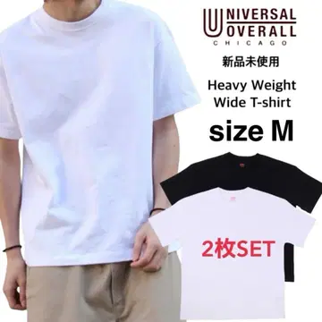 미사용 새상품 유니버셜 오버롤 와이드 헤비 티셔츠 화이트 블랙 M 2장