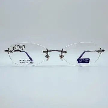 CITY BOY 안경 프레임 무테 메탈릭 블루 사바에 일본제