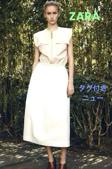 자라 슬리브리스 원피스, 허리 밴딩, 프론트 지그, A 라인
