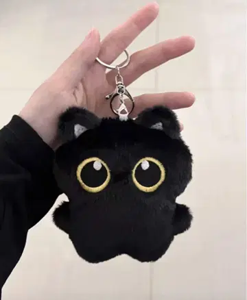 고양이 얼굴 모양 인조 모피 키링