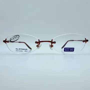 CITY BOY 안경 프레임 무테 메탈릭 레드 사바에 일본제