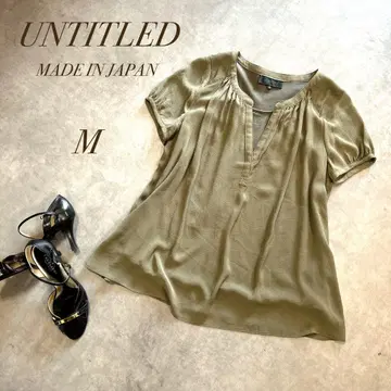 UNTITLED / 반팔 쉬폰 풀오버 블라우스 셔츠 M 올리브