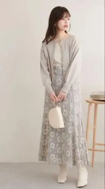 내추럴 꾸뛰르 osono 길이 조절 가능한 배색 레이스 스커트