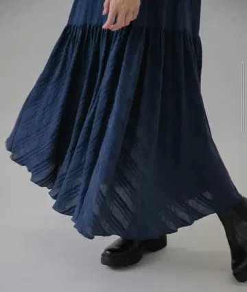 써니 라벨 몰 스트라이프 캉캉 스커트 네이비