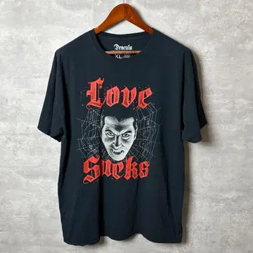 Dracula LOVE SUCKS 흡혈귀 프린트 티셔츠 XL 블랙