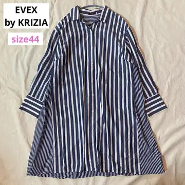 EVEX by KRIZIA 에베스 스트라이프 셔츠 원피스 파랑 44