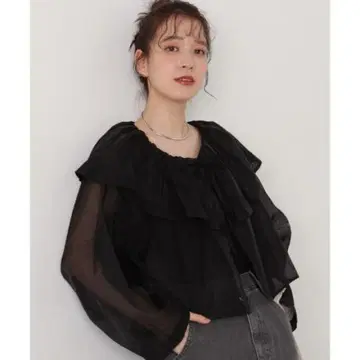 N. 시어 블라우스 블랙