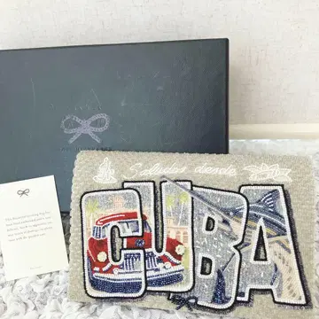 컨디션 최상 안야 힌드마치 스팽글 비즈 CUBA 레터 클러치
