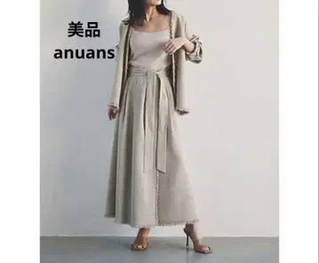 새상품급 anuans 린스 트위드 프린지 랩스커트
