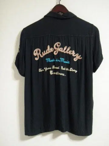 RUDE GALLERY 볼링 셔츠 아웃 스티치 블랙 S 체인 자수