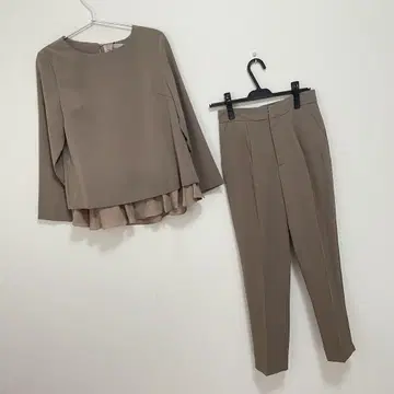 손세탁 가능한 세레모니 수트 페플럼 탑, 턱 센터 프레스 팬츠 2개 세트