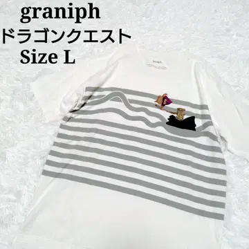 graniph 드래곤 퀘스트 콜라보 티셔츠 L 보더 DQ+g 자수