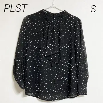 0335 PLST 플라스테 도트 무늬 쉬폰 리본 긴팔 블라우스 S