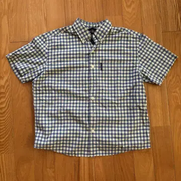90s-00s 아바클로 반팔 체크 셔츠 짧은 기장 해외 보이