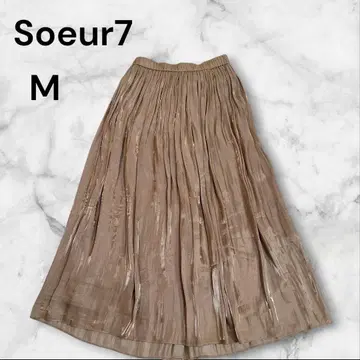 Soeur7 롱 기장 플레어 스커트 9호 광택 골드 M 허리밴딩