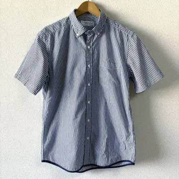 UNITED ARROWS 스트라이프 파이핑 버튼 다운 셔츠 반팔