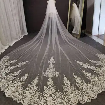 화이트 자수 웨딩 베일 300cm