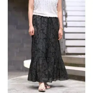 IENA 보타니컬 플라워 티어드 스커트