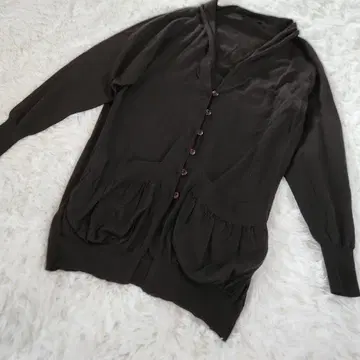 LIUJO 류조 브라운 롱 가디건 울 양모