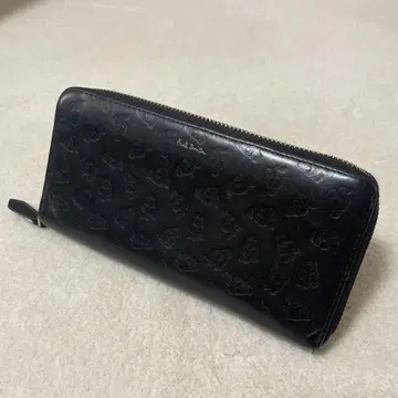 레어 장지갑 Paul Smith 블랙 가죽 스트로베리 스컬